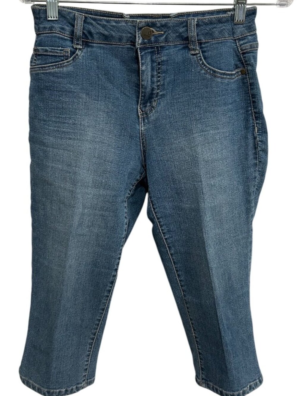 D Jeans Capri Denim Jeans Blue Sz 8 Petite Medium Wash 5 Pocket Pedal Casual